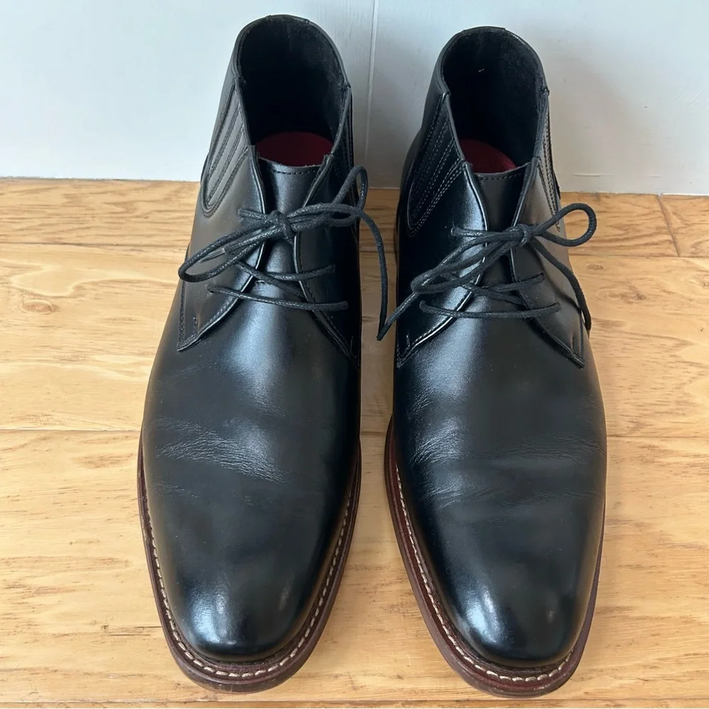 Stacy Adams Black Leather Maxwell Chukka Boot 9 1/2 W Lace Up Plain Toe